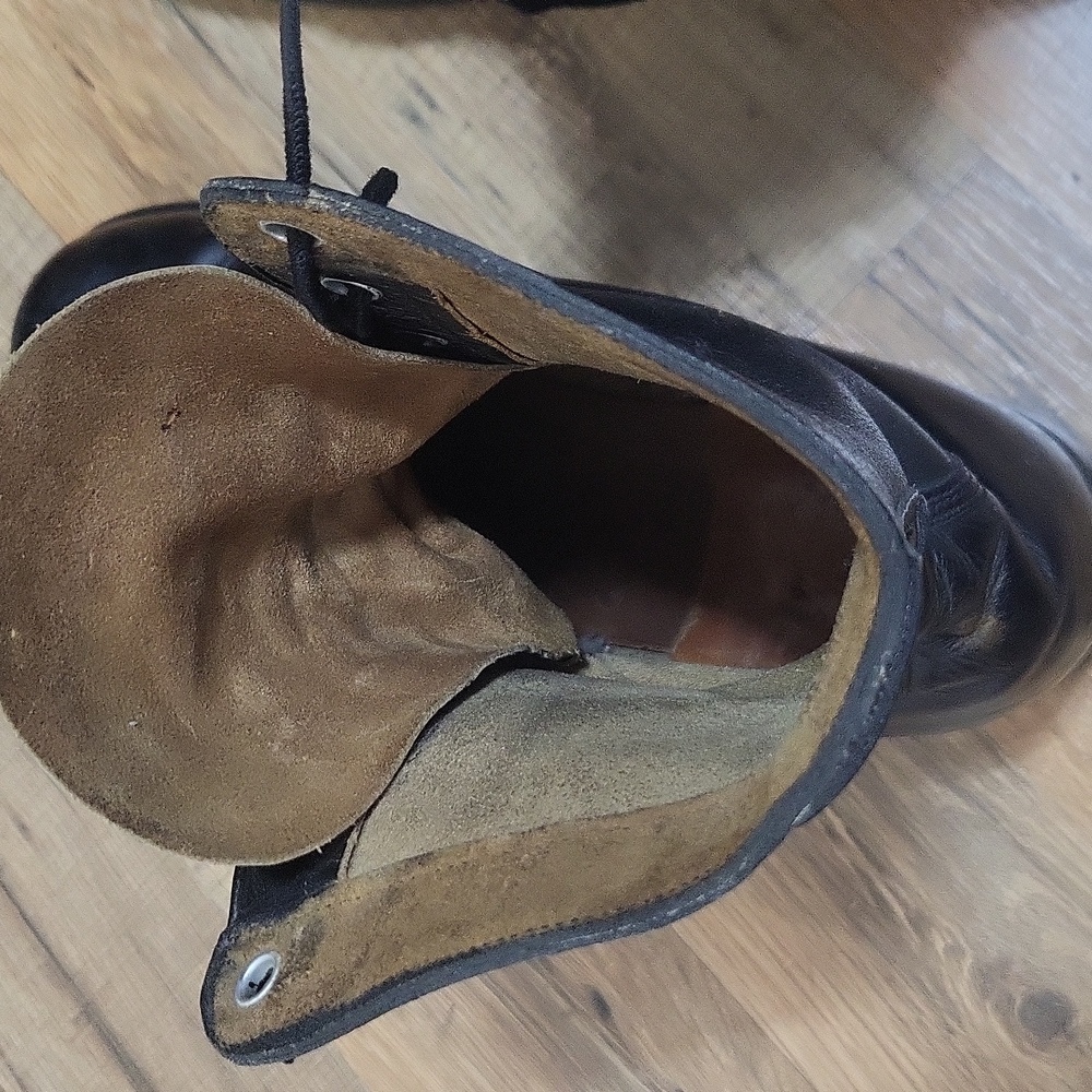Vintage BF GOODRICH Black Steel Toe Laced Goodyear Heel Combat Boots - 8W - Picture 9 of 16